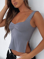 Yozy Women’s Sexy Slim Fit Square Neck Strap Vest – Solid Color Short Summer Top for Street Fashion