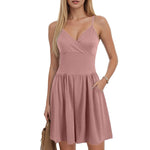 Yozy Women Mini Shorts One-Piece Romper Spaghetti Strap Sleeveless Casual One-Piece Romper Summer Backless Solid Jumpsuit Pockets