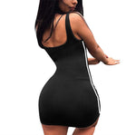 Yozy Summer Women Casual Sheath Dress Lady Spaghetti Strap Sleeveless Sexy Stretch Slim Dress