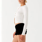 Yozy Women Crop Tops Summer Knit Ribbed Button Front Long Sleeve Shirt for Club Streetwear Aesthetic Grunge Clothes