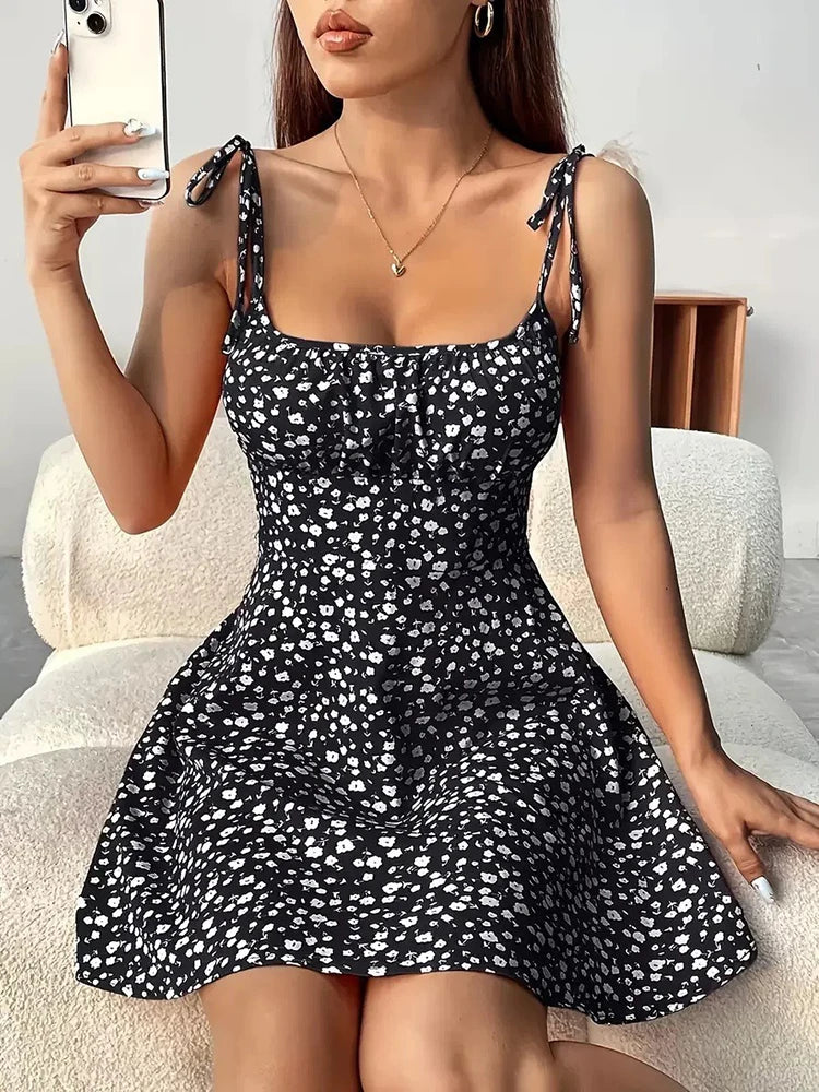 Yozy Women's Summer Floral Spaghetti Strap Beach Short Dress,Womens Dresses,Woman Clothing,Woman Clothes,Sundress,New In Dress 2025