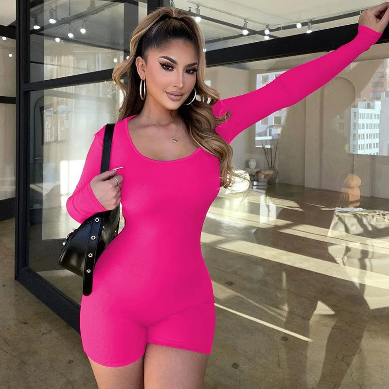 Yozy New Fashion Bodycon Long Sleeves O-Neck Rompers Casual Streetwear Sexy Sports Fitness Overall