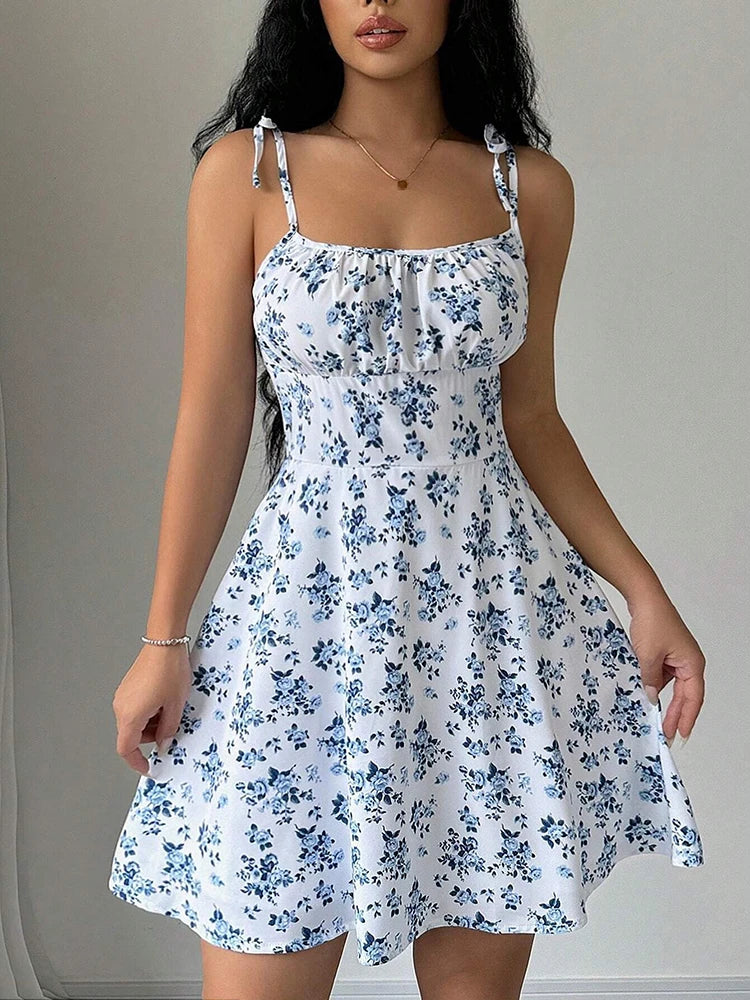 Yozy Women's Summer Floral Spaghetti Strap Beach Short Dress,Womens Dresses,Woman Clothing,Woman Clothes,Sundress,New In Dress 2025
