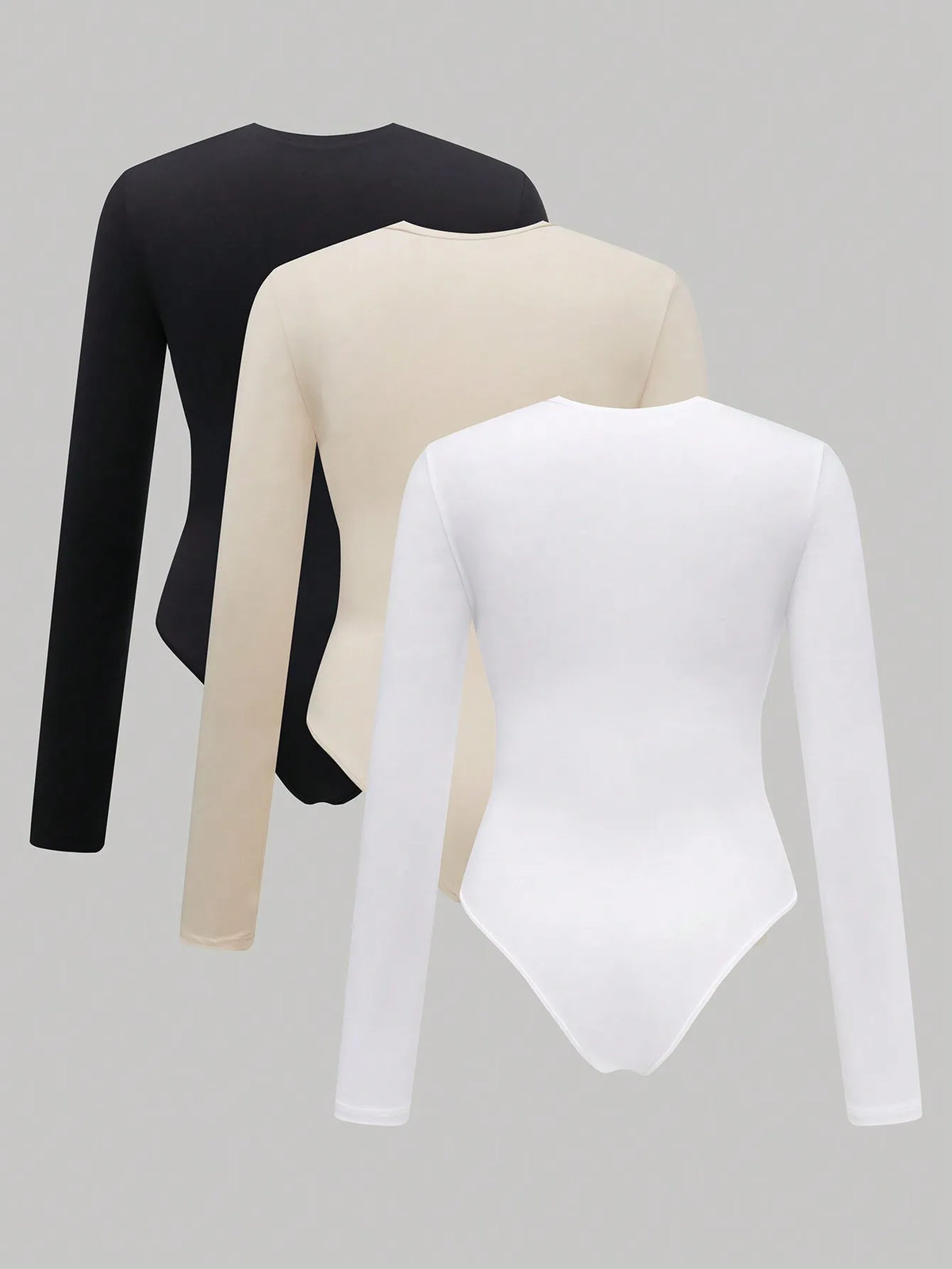 Yozy Women’s Casual Solid Color Three-Piece Set – Long Sleeve Jumpsuit, Top & Pants Outfit