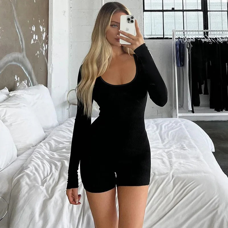 Yozy New Fashion Bodycon Long Sleeves O-Neck Rompers Casual Streetwear Sexy Sports Fitness Overall