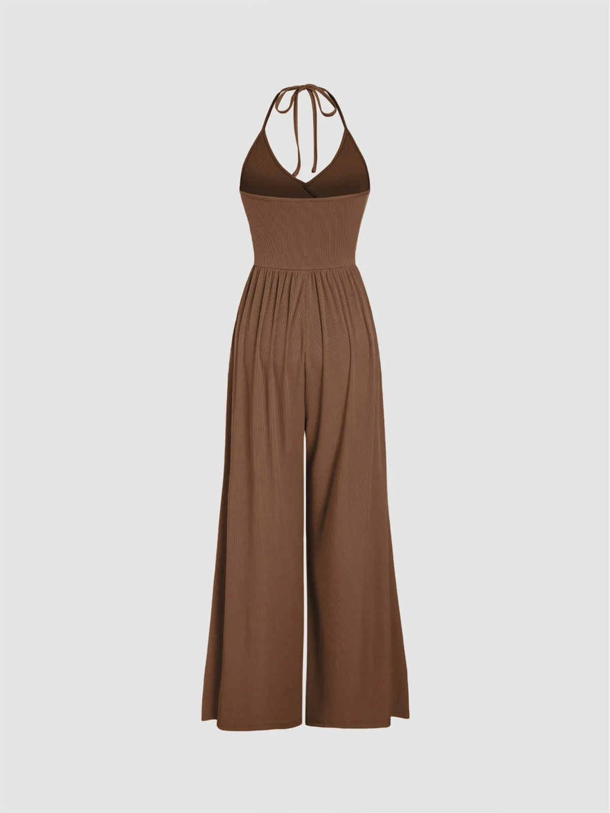 Yozy 2025 Knitted Lace-Up Halter Neck Open Back High Waist Sexy Y2k Clothes Women Wide Leg Pants Jumpsuit