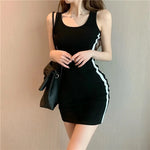 Yozy Summer Women Casual Sheath Dress Lady Spaghetti Strap Sleeveless Sexy Stretch Slim Dress