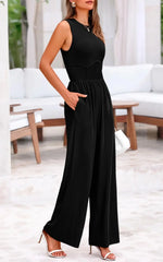 Yozy Women's Jumpsuits & Playsuits All Seasons Korean Solid Color Sleeveless Round-Neck Casual One Pieces Outfits Bodysuits