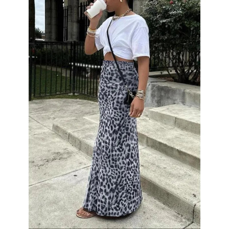 Yozy Women’s Sexy Elegant Leopard Print Midi Skirt – Trendy Fashion Outfit for Ladies