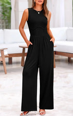 Yozy Women's Jumpsuits & Playsuits All Seasons Korean Solid Color Sleeveless Round-Neck Casual One Pieces Outfits Bodysuits