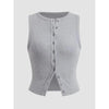 Yozy Women’s Ribbed Button-Down Tank Top – Sleeveless Slim Fit Crop Vest for Summer & Going Out