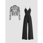 Yozy New Spring/Summer Women’s Lace Ruffle Sleeve Wide-Leg Pants Set – Elegant Two-Piece Outfit (Multicolor)