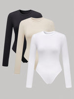 Yozy Women’s Casual Solid Color Three-Piece Set – Long Sleeve Jumpsuit, Top & Pants Outfit