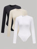 Yozy Women’s Casual Solid Color Three-Piece Set – Long Sleeve Jumpsuit, Top & Pants Outfit
