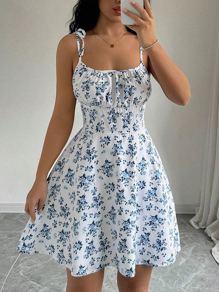 Yozy Women's Summer Floral Spaghetti Strap Beach Short Dress,Womens Dresses,Woman Clothing,Woman Clothes,Sundress,New In Dress 2025
