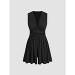 Yozy Women's Knitted Jumpsuit Solid Color Pleated Pit Strip Sleeveless Jumpsuit