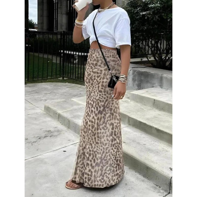 Yozy Women’s Sexy Elegant Leopard Print Midi Skirt – Trendy Fashion Outfit for Ladies