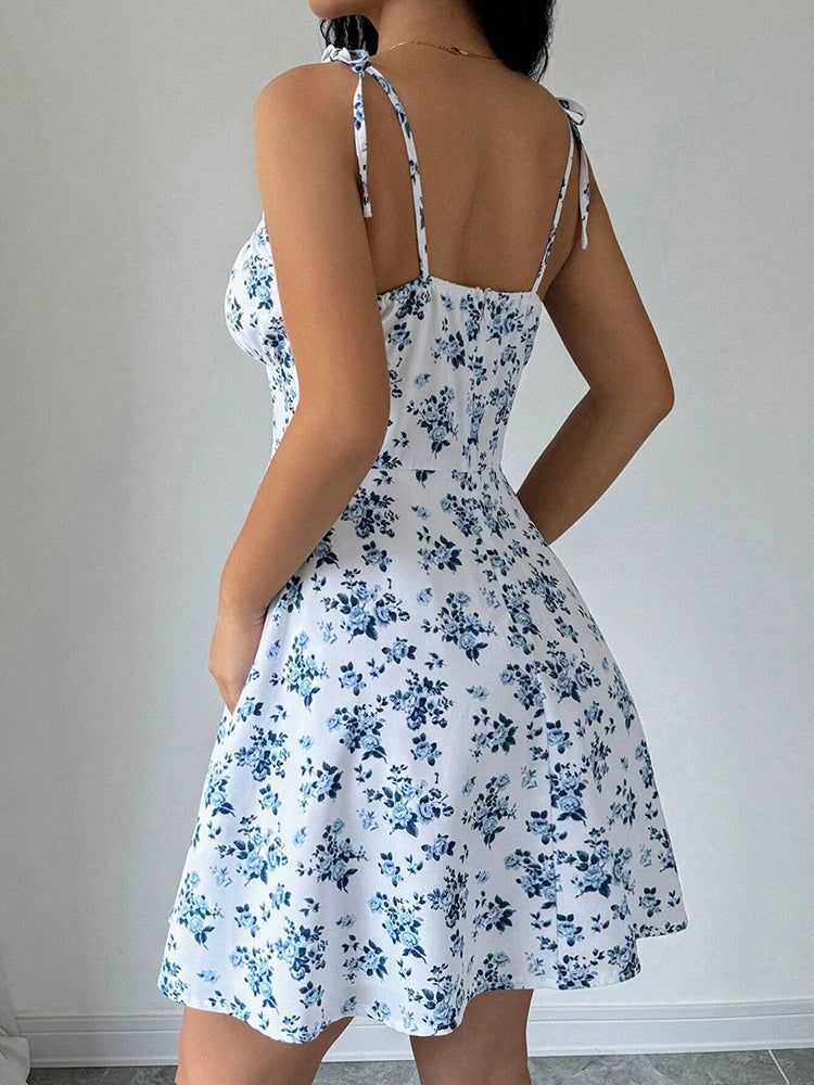 Yozy Women's Summer Floral Spaghetti Strap Beach Short Dress,Womens Dresses,Woman Clothing,Woman Clothes,Sundress,New In Dress 2025