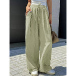 Yozy Women’s Casual Striped Straight-Leg Pants – Comfortable Polyester Trousers with Single Stripe Design for Middle-Aged Women
