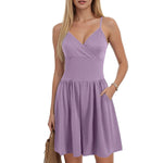 Yozy Women Mini Shorts One-Piece Romper Spaghetti Strap Sleeveless Casual One-Piece Romper Summer Backless Solid Jumpsuit Pockets