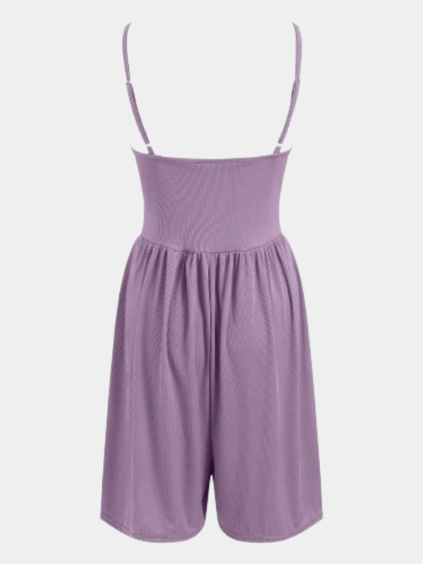 Yozy Women Mini Shorts One-Piece Romper Spaghetti Strap Sleeveless Casual One-Piece Romper Summer Backless Solid Jumpsuit Pockets