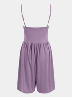 Yozy Women Mini Shorts One-Piece Romper Spaghetti Strap Sleeveless Casual One-Piece Romper Summer Backless Solid Jumpsuit Pockets