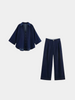Yozy Women’s Denim Two-Piece Set – Loose Fit Button-Down Shirt with Wide-Leg Pants, Casual & Fashionable Outfit